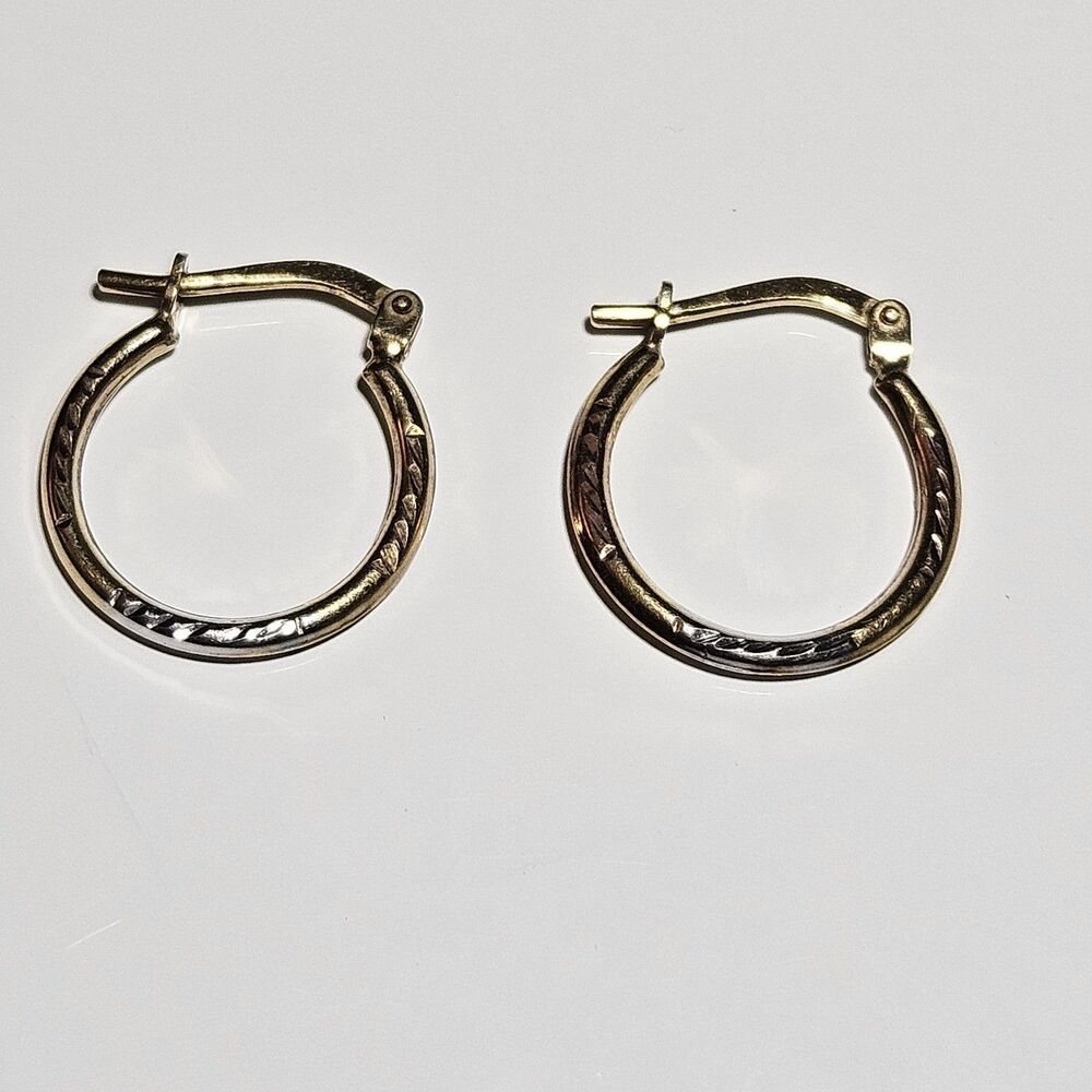 Vintage Vermeil 925 Sterling 10K Yellow Gold MOM Jordan Dainty Hoop Earrings